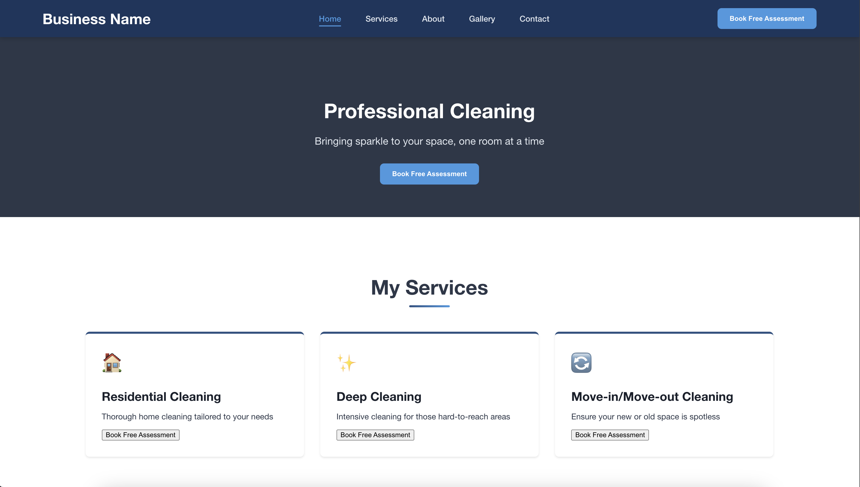 Cleaning Business Website Mockup